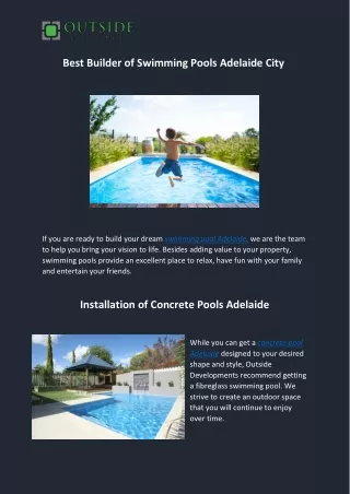 Best Builder Of Swimming Pools Adelaide City