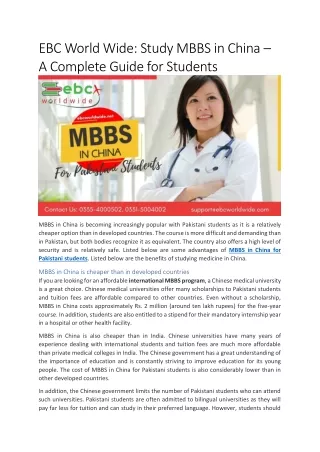 ebc world wide study mbbs in china a complete