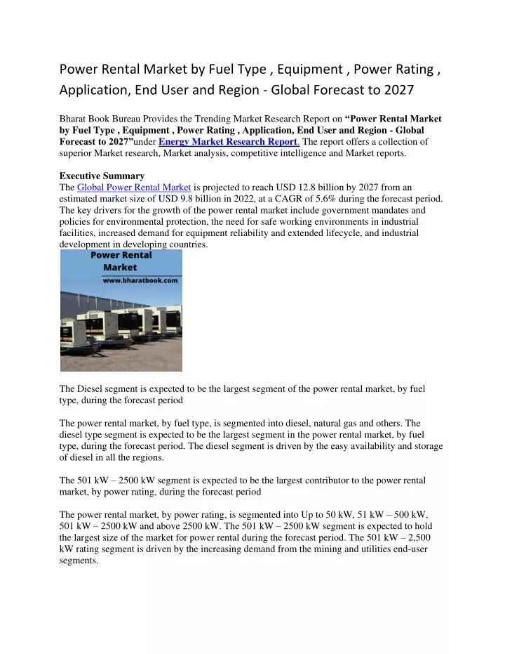 power rental market by fuel type equipment power