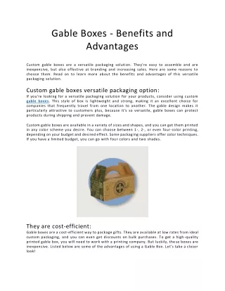Gable Boxes
