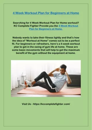 4 week workout plan for beginners at home