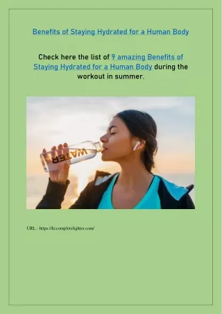 Benefits of Staying Hydrated for a Human Body