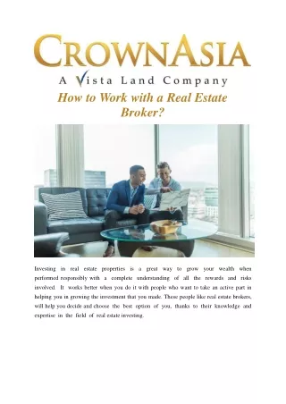 Working With A Real Estate Broker When Buying A Condo in Las Pinas