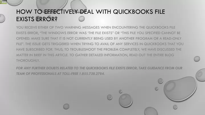 how to effectively deal with quickbooks file exists error