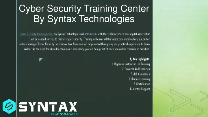 cyber security training center by syntax