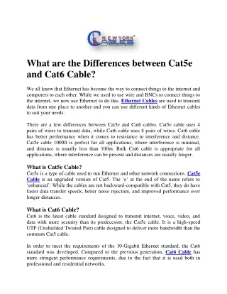What are the Differences between Cat5e and Cat6 Cable