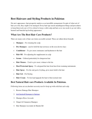Best Haircare and Styling Products in Pakistan