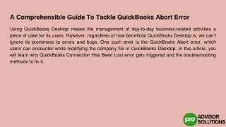 a comprehensible guide to tackle quickbooks abort error
