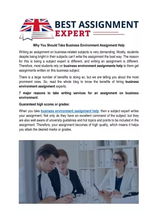 why you should take business environment