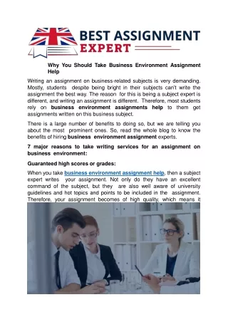 why you should take business environment