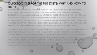 quickbooks error the file exists why and how to fix it