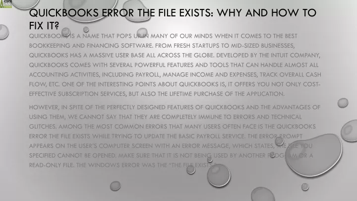 quickbooks error the file exists why and how to fix it