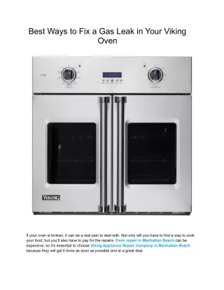 Best Ways to Fix a Gas Leak in Your Viking Oven