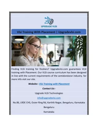 Vlsi Training With PlacemVlsi Training With Placement | Upgraent Upgradevlsi.com