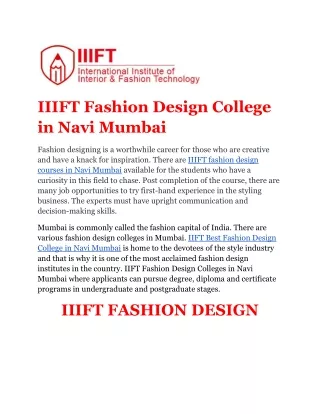 IIIFT Fashion design colleges in Navi Mumbai