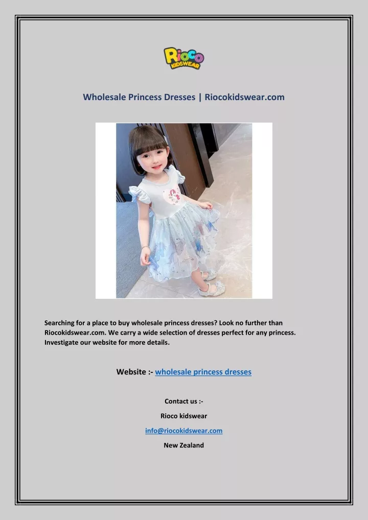wholesale princess dresses riocokidswear com