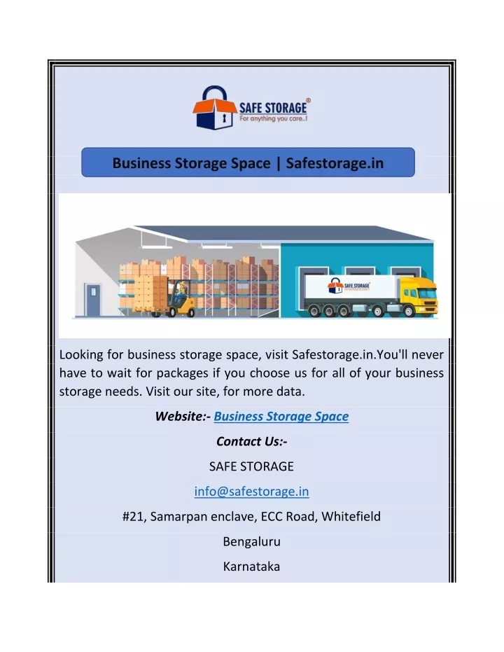 business storage space safestorage in
