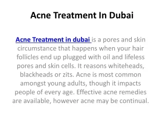 Acne Treatment In Dubai