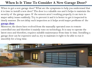 When Is It Time To Consider A New Garage Door?