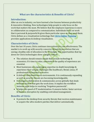 what are the characteristics benefits of citrix