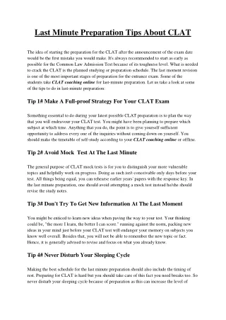 last minute preparation tips about clat the idea