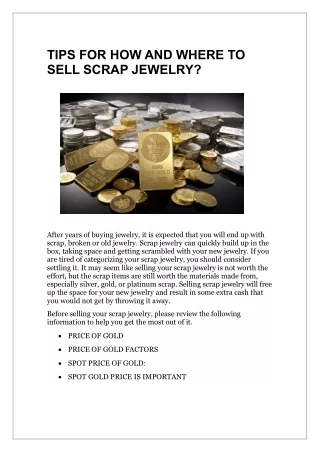 TIPS FOR HOW AND WHERE TO SELL SCRAP JEWELRY