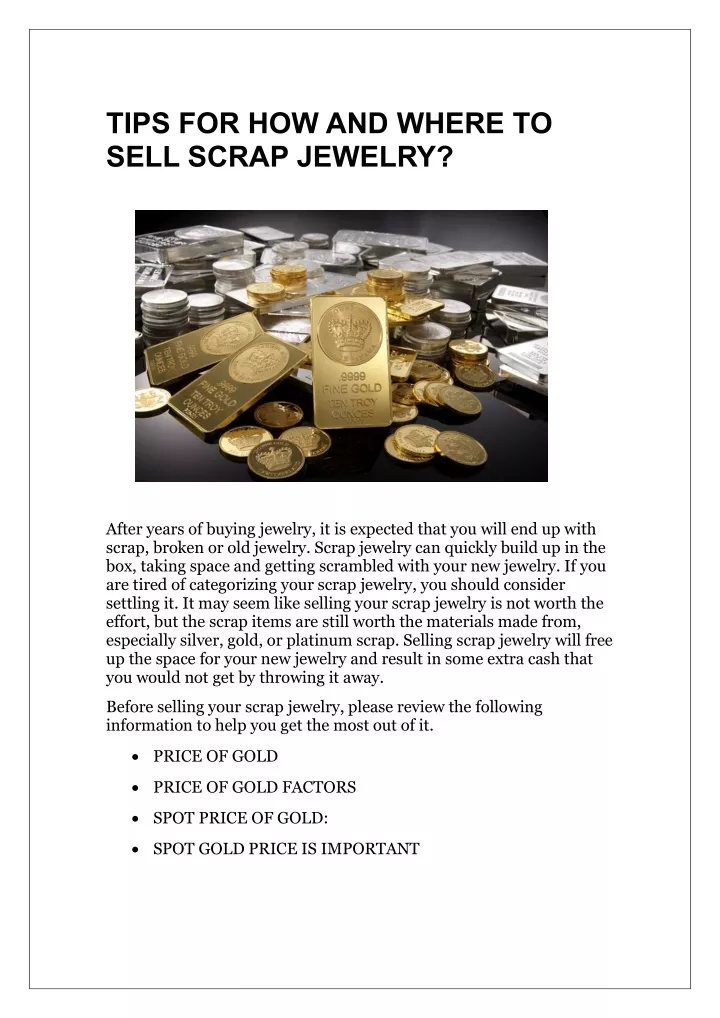 tips for how and where to sell scrap jewelry