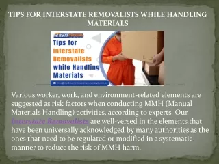 Tips for Interstate Removalists while Handling Materials