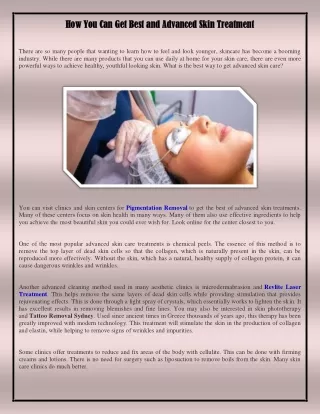 How You Can Get Best and Advanced Skin Treatment