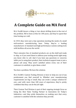 a complete guide on ma ford