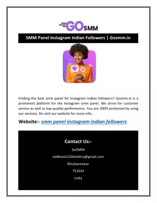 SMM Panel Instagram Indian Followers | Gosmm.in