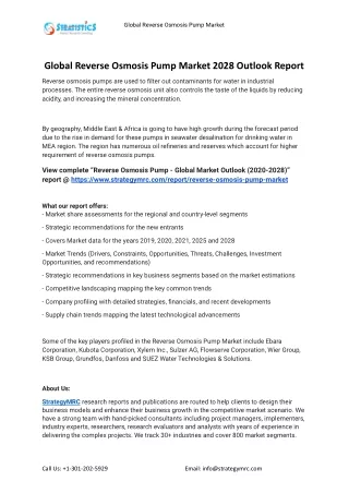 global reverse osmosis pump market