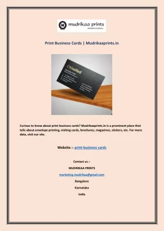 Print Business Cards | Mudrikaaprints.in