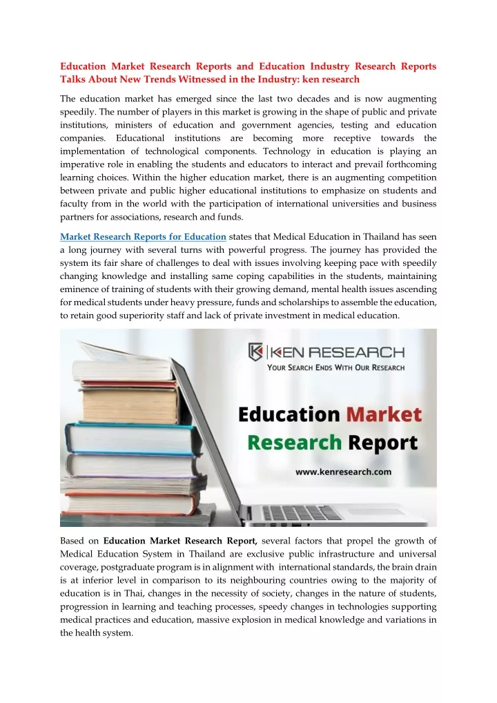 education market research reports and education