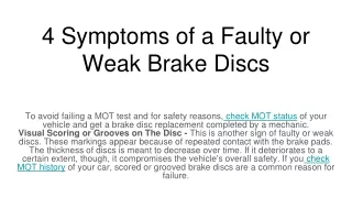 4 symptoms of a faulty or weak brake discs