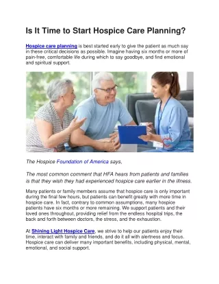 Is It Time to Start Hospice Care Planning