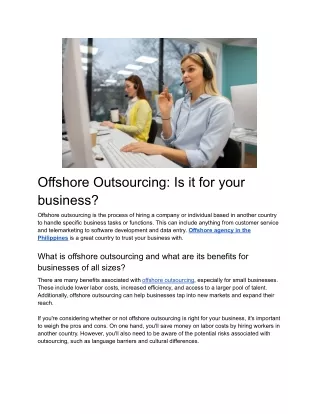offshore outsourcing is it for your business
