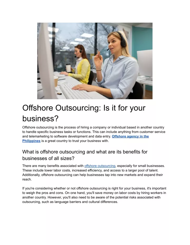 offshore outsourcing is it for your business