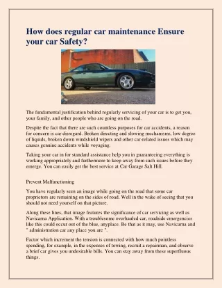 how does regular car maintenance ensure your