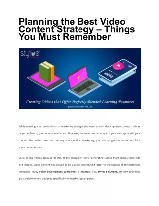 planning the best video content strategy things
