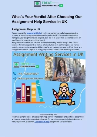 what s your verdict after choosing our assignment help service in uk