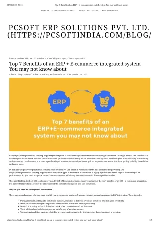 Top 7 Benefits of an ERP   E-commerce integrated system You may not know about