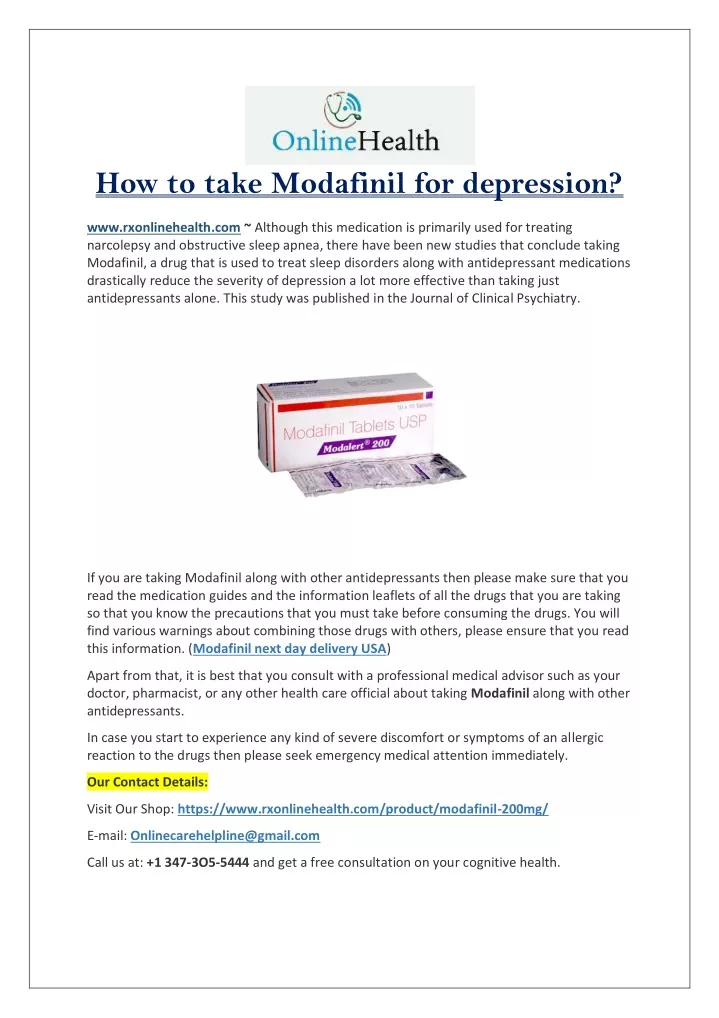 how to take modafinil for depression