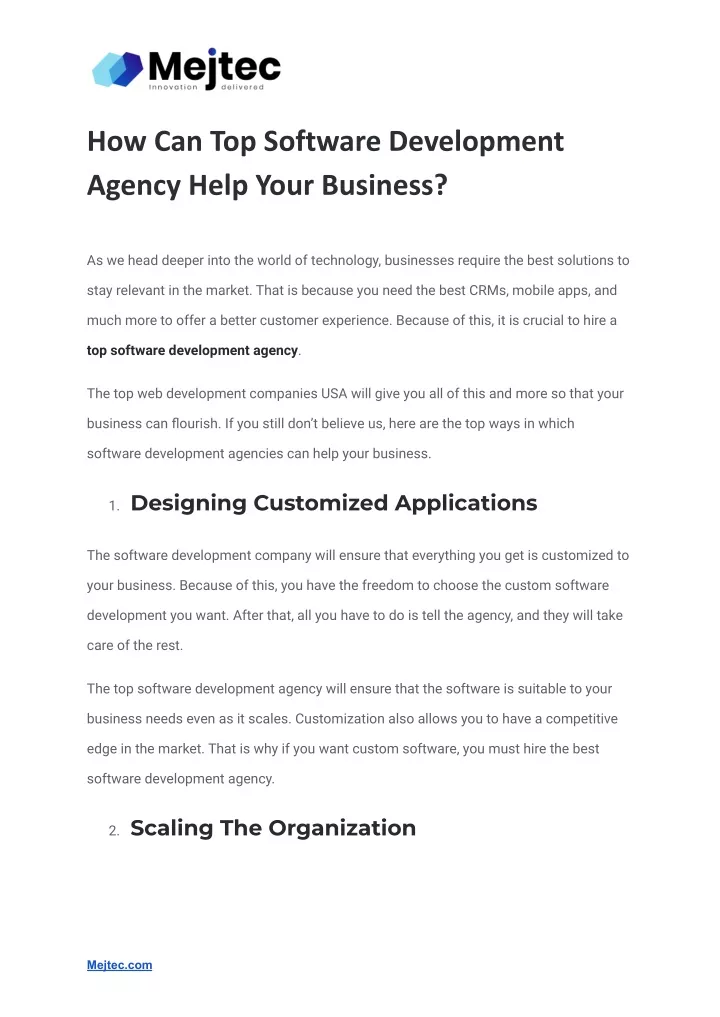 how can top software development agency help your