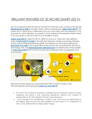 brilliant features of 32 inches smart led tv