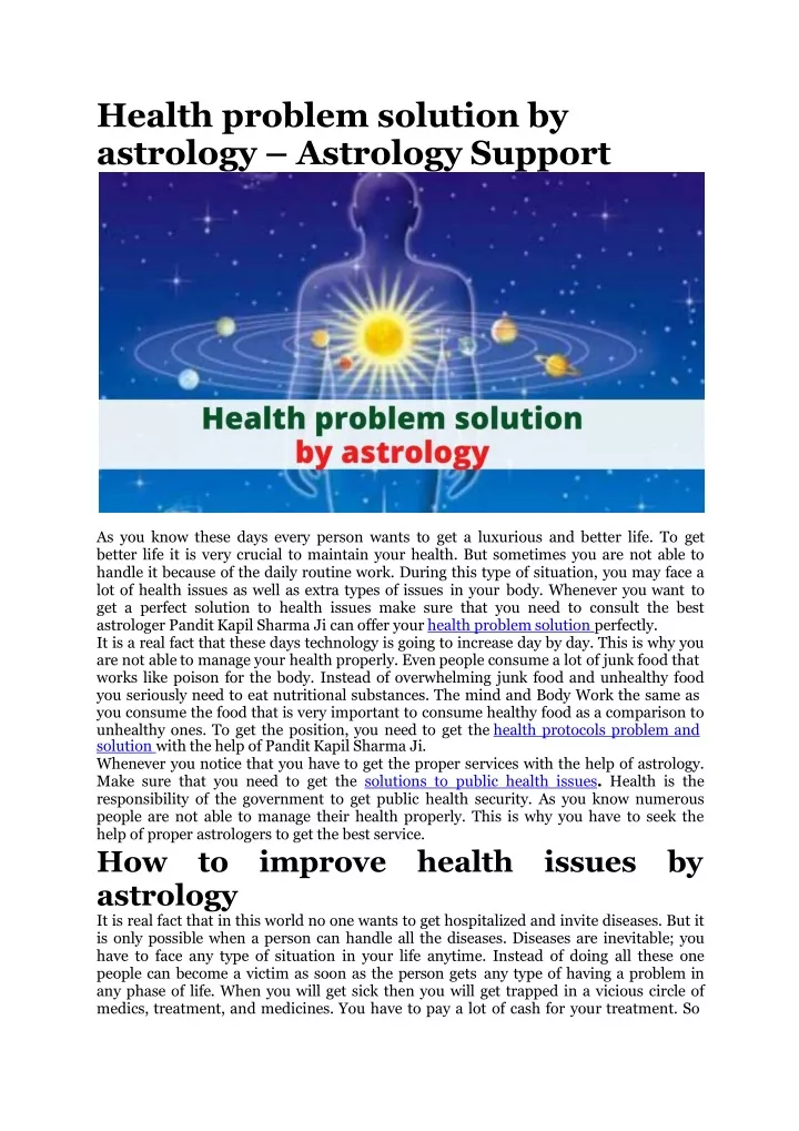 health problem solution by astrology astrology support