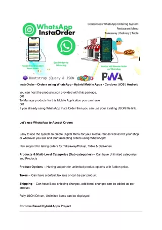 accept orders on using  via WhatsApp  using Instaorder