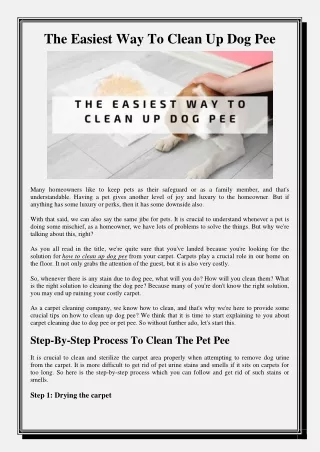 the easiest way to clean up dog pee