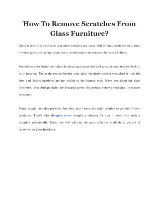 how to remove scratches from glass furniture
