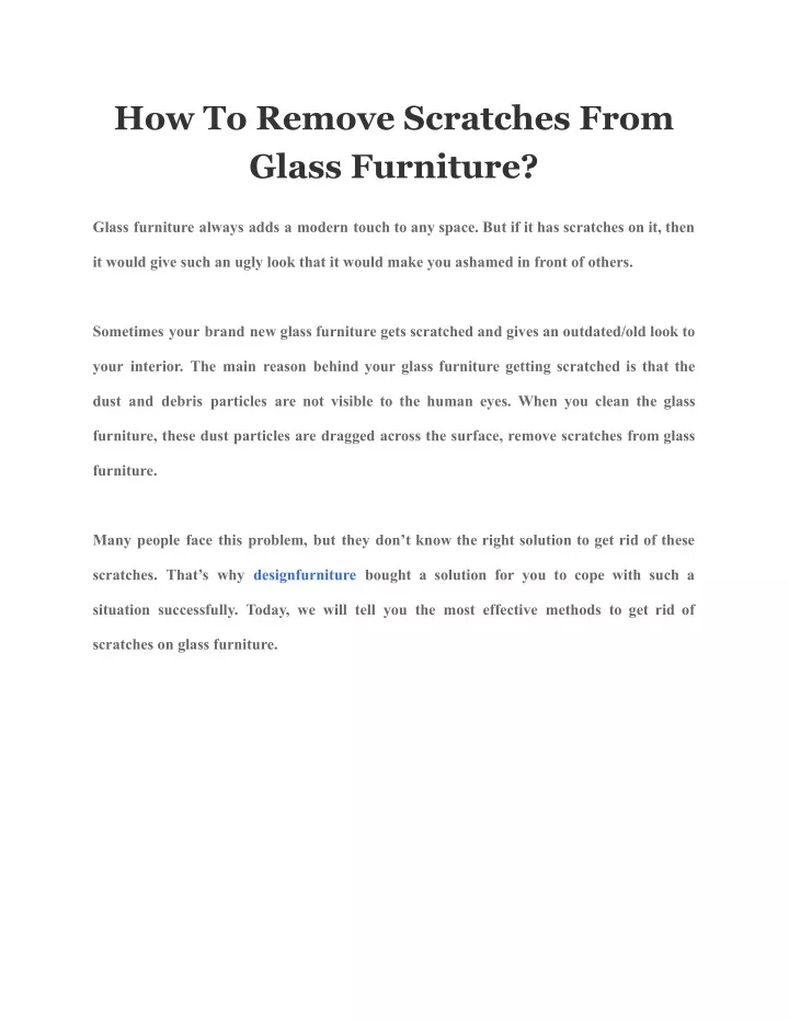 how to remove scratches from glass furniture